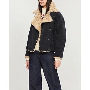 Free People Black Jacket with Tan Faux Fur